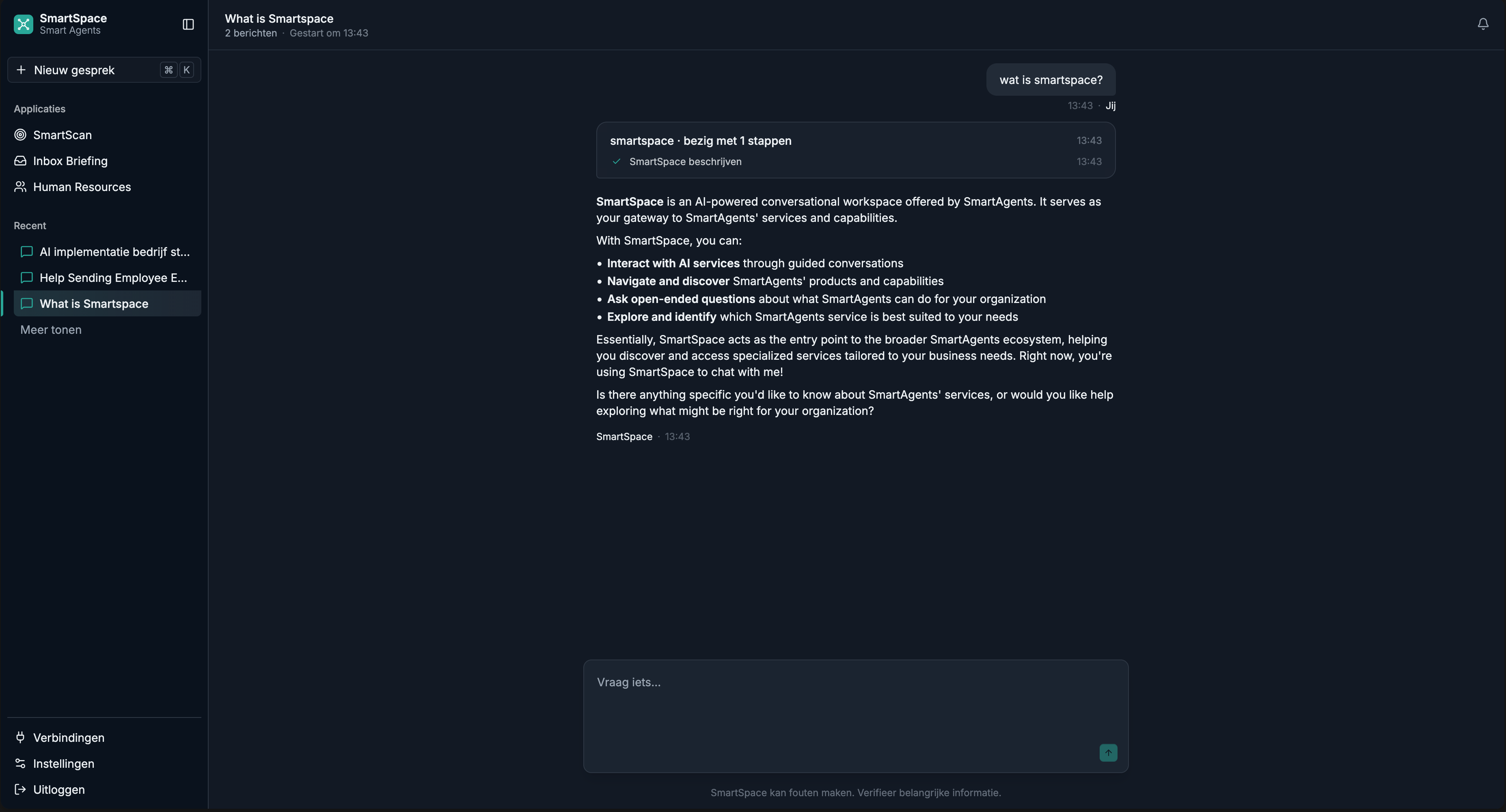 SmartSpace, AI platform with custom agents and applications